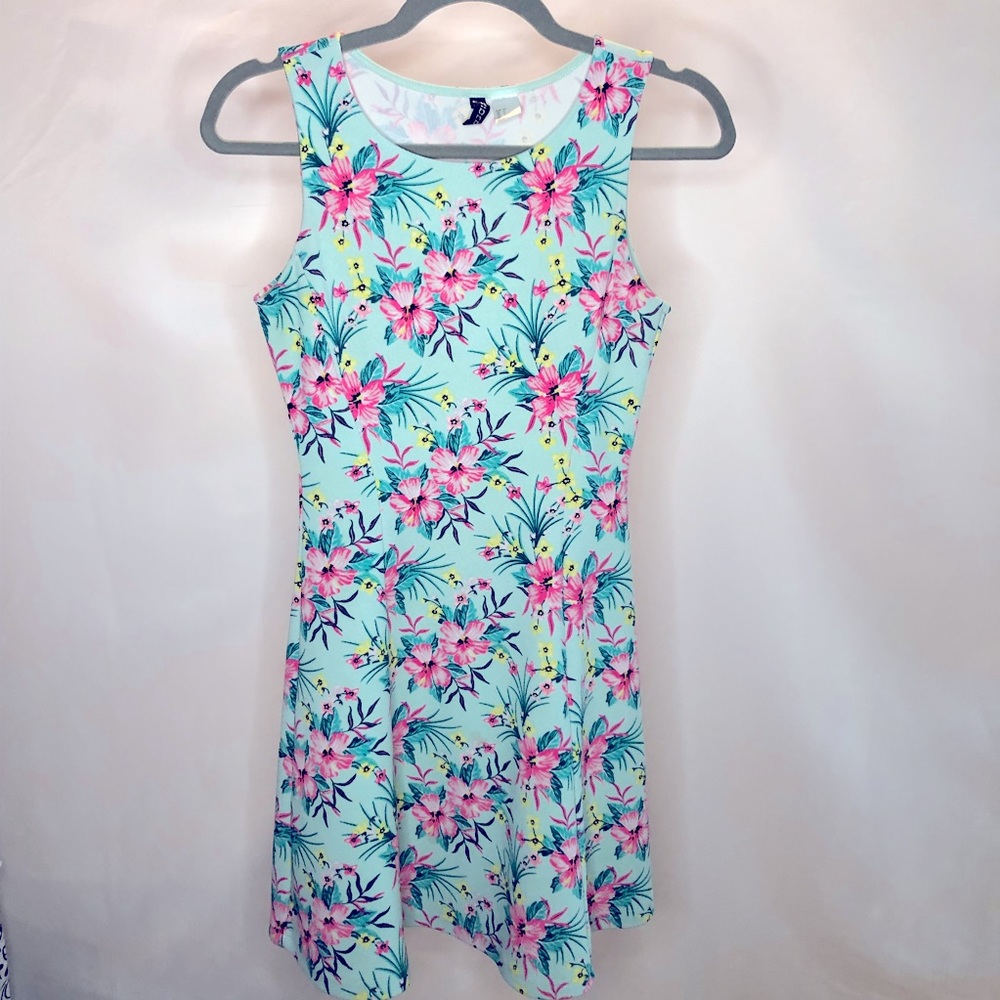 H&M Teal Floral Skater Dress